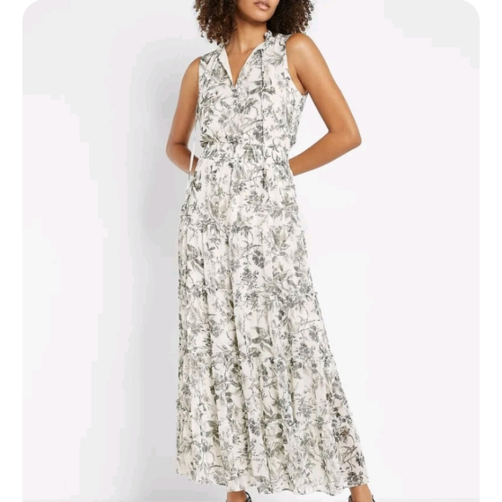 Express Printed Tiered Trapeze Maxi Dress